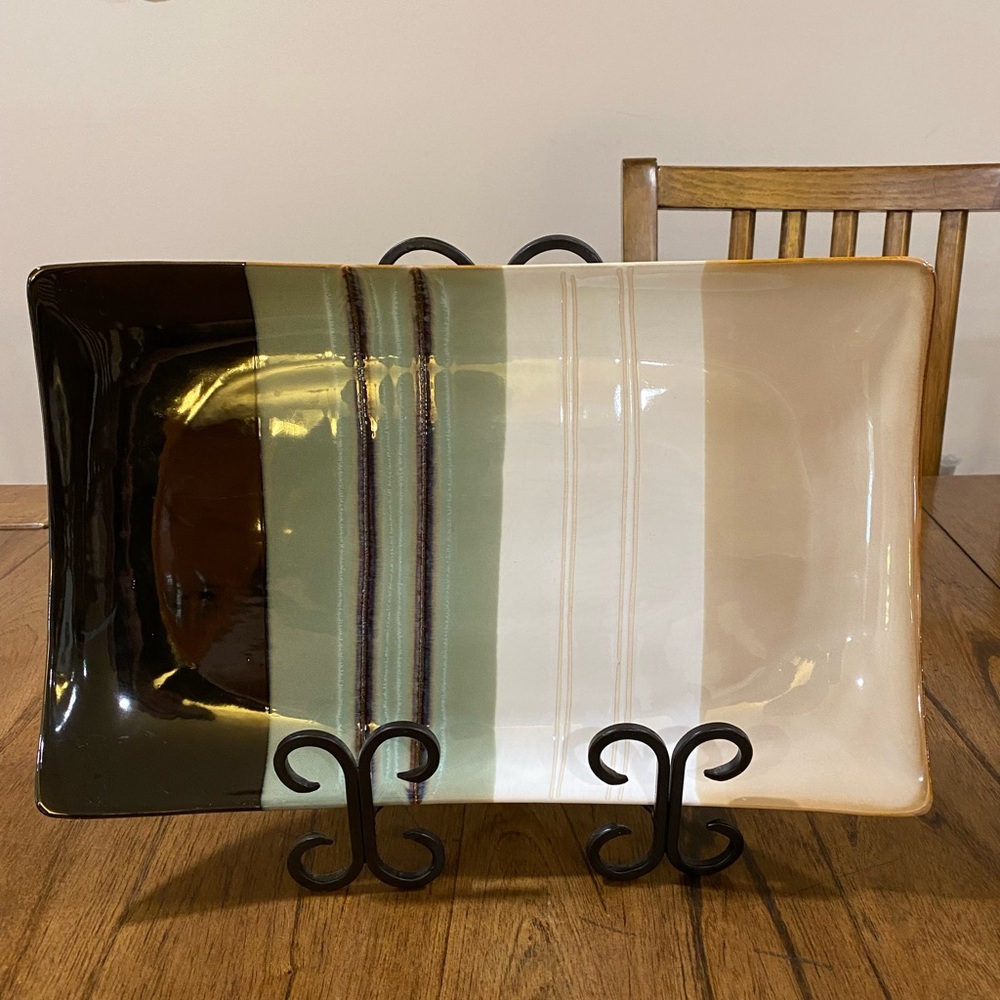 Home Trends Jazz stoneware rectangle  serving platter.